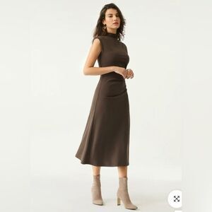OGL Sleeveless Midi Dress in Dark Brown